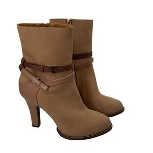 Tod's plaque logo boots 105mm nubuck leather tan old money classic sz 10